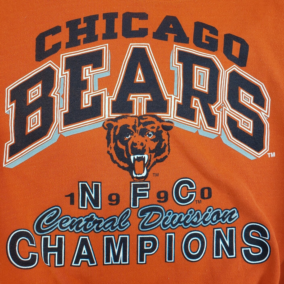 70s 80s LOGO 7 ナンバリング Tシャツ BEARS オレンジ XL Vintage 1990 Logo 7 Chicago Bears Sweatshirt NFC Champions