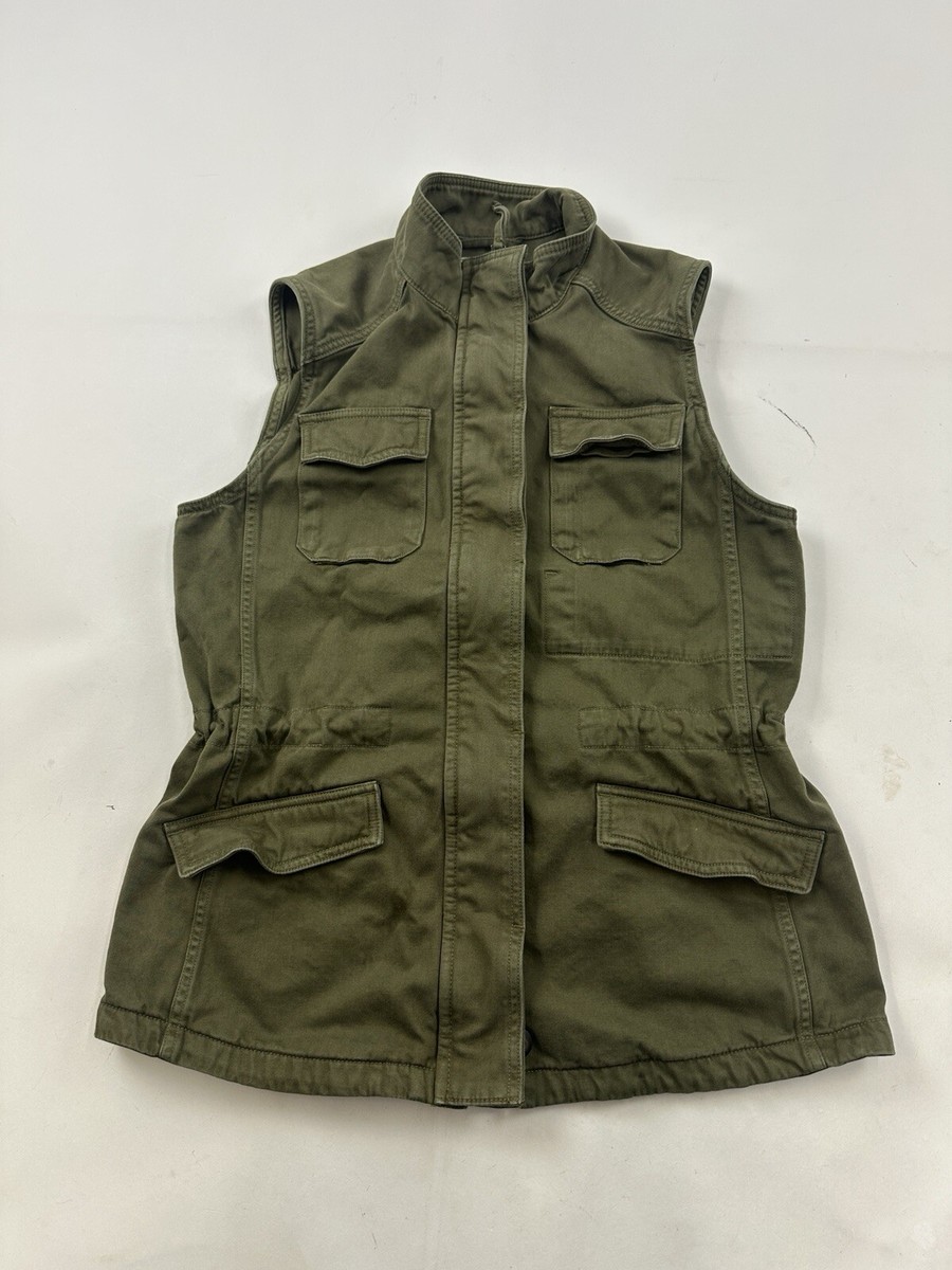 Lucky Brand Vest Women Small Green Full Zip Pockets