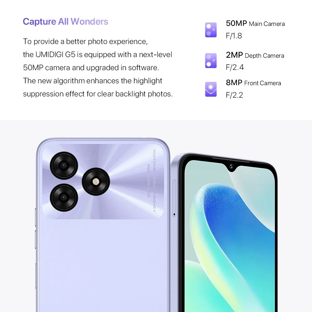 UMIDIGI G5 Dual SIM 4G Smartphone Android 13 8GB RAM 128GB ROM 50MP 5000mAh NFC UMIDIGI G5 Dual SIM 4G Smartphone Android 13 8GB RAM 128GB ROM 50MP 5000mAh NFC