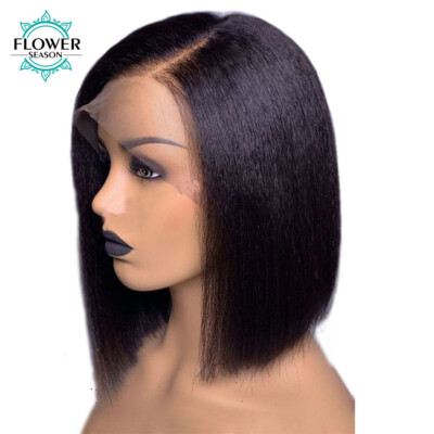 Light Yaki Bob 13*6 Lace Front Wig Brazilian Human Hair Full Lace Wig Pre Pluck