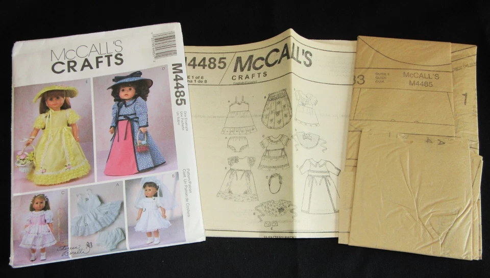 Vintage McCalls Crafts Pattern #M4485 18" Doll Clothes Slip Dress Hat UNCUT FF - Image 2 of 4