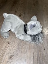 Russ Berrie Plush Purebred SCHNAUZER Puppy Dog Vintage Grey Stuffed Animal 12  
