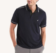 NWT Nautica Mens Navtech Classic Fit Moisture Wicking Performance Golf Polo Navy