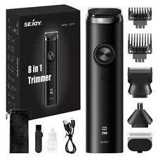 SEJOY 8in1 Beard Trimmer Cordless Hair Clippers Waterproof Rechargeable LED
