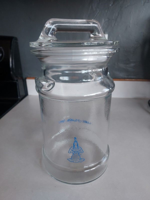 10.5" Clear Glass Land O Lakes Butter Cream Can Glass Cookie Jar Dairy Rare