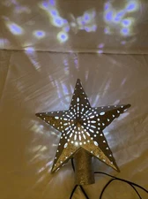 Christmas Tree Toppers Star Lighted with Led Rotating Projector Silver