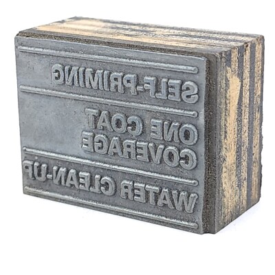 Vintage Letterpress Printing Printers Block Plate Paint Advert One Coat Coverage