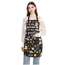 Gardening Apron with Pockets I'd Rather Be In My Garden Apron for Gardener Fl...