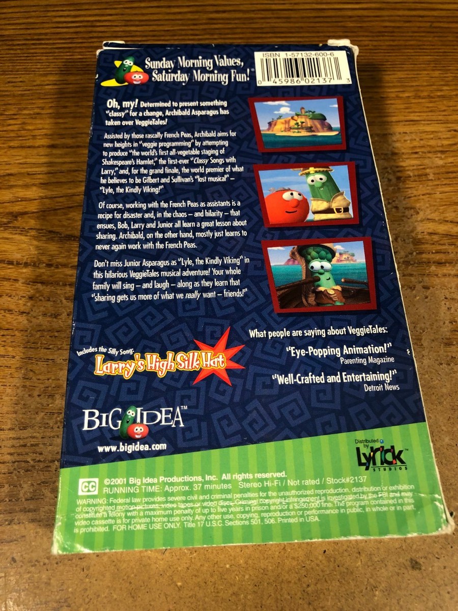 VeggieTales Lyle The Kindly Vikings Sharing VHS VCR Video Tape