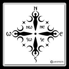 12 X 12 Wiccan Goddess Compass Face STENCIL Moons/Travel/North/South/East/West