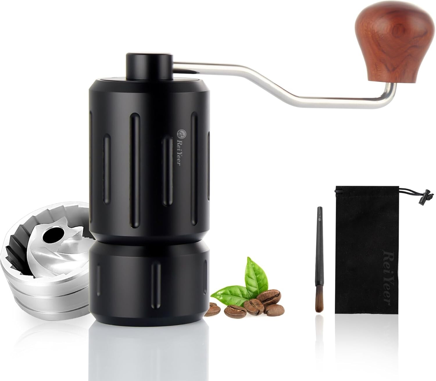 Rei Yeer Manual Hand Crank Coffee Grinder CNC420 Steel Burr Black