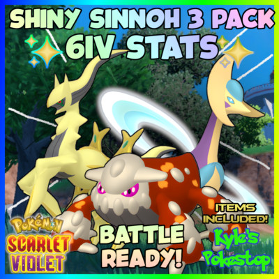   6IV SHINY ARCEUS + HEATRAN + CRESSELIA   POKEMON SCARLET & VIOLET  EV'D FAST!