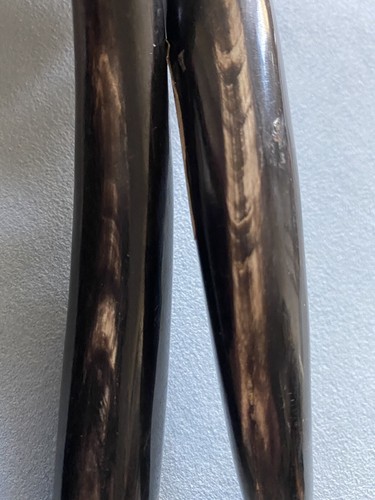 DRAMATIC HUGE Mid Century Modern 14" Long Set of Horn Salad Servers Spoon & Fork - Picture 8 of 8