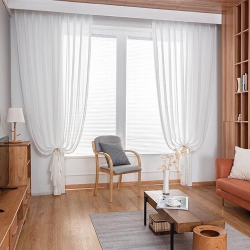 White Chiffon Sheer Voile Curtains Tulle Window Drapes Panels Bedroom Rod Pocket - Picture 14 of 23