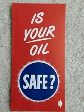 Vintage 1948 Atlantic Gasoline IS YOUR OIL SAFE ?  Advertising 3 x 6 brochure