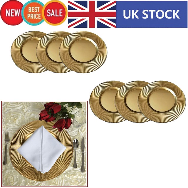 33cm Gold Charger Plates Round Under Decorative Dinner Placemats Party