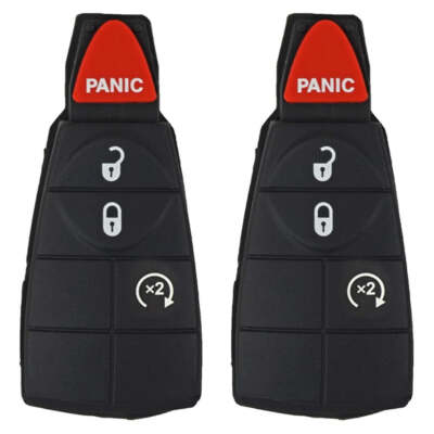 Remote Key Fob Rubber Pad 4 Buttons Compatible with Chrysler Dodge Jeep (2 Pack)