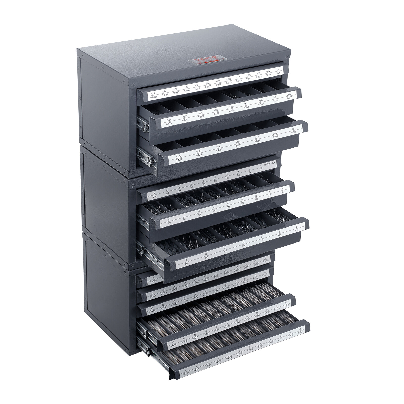 VEVOR Taladro Dispensador Organizador Armario 3 Piezas 1/16 a 1/2 Pulgadas Nº1-60