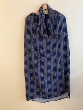 Free People Peyton Printed A-Line Ruched Slit Maxi Dress, Blue, Medium, RRP $98