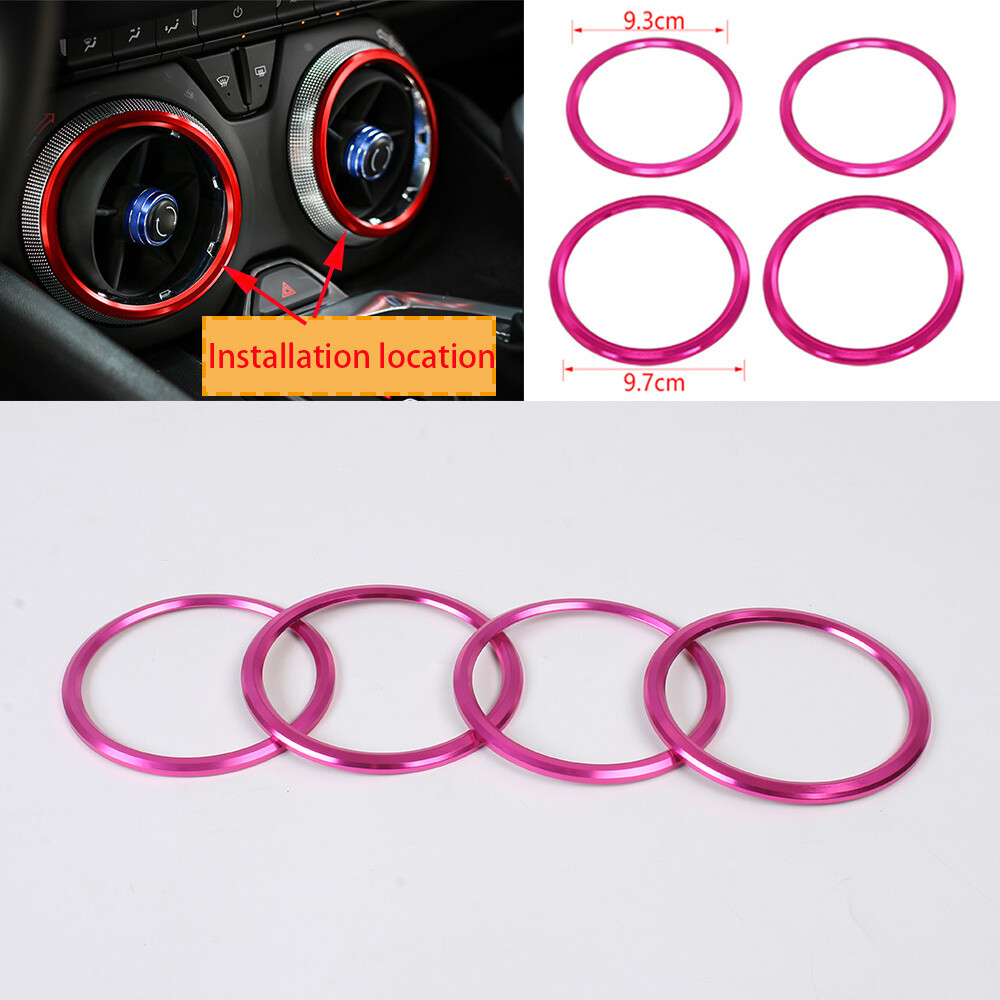 4pcs Pink Air Vent Outlet Ring Cover For Chevrolet Camaro 2017+ Car Accessories