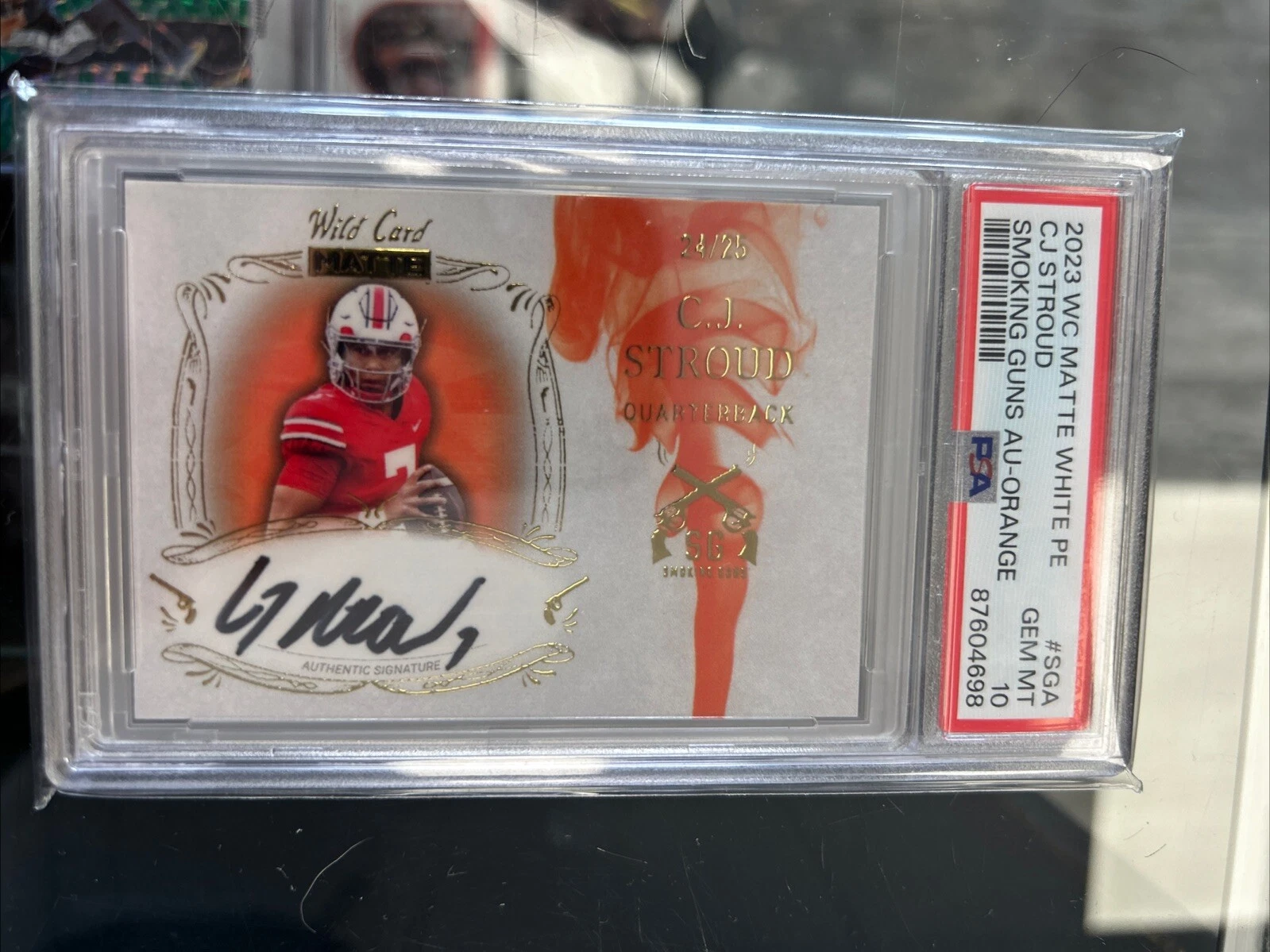 CJ Stroud Wild Card Matte White Premium Edition Smoking Guns Autographs #SGA Orange