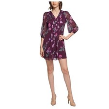 Sale! $129 Calvin Klein Petite Printed Pleat-Front Chiffon Dress Size 0P