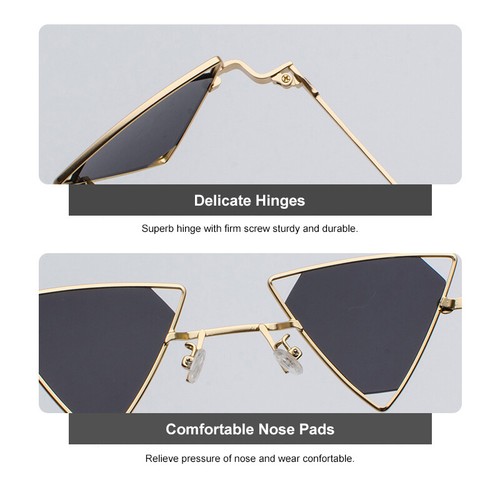 Retro Triangle Sunglasses Stylish Steampunk Metal Frame Hipster Glasses Eyewear - Picture 17 of 31