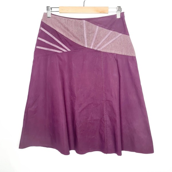 Philosophy Australia Size 10 Purple Stretch Panel Knee Length Fit & Flare Skirt