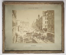 Large PHOTOGRAPH piercing streets tickets armed man and thatched PARIS, c. 1880