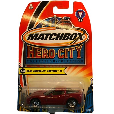 Matchbox 1/64 Diecast Hero City #63 2005 Chevrolet Corvette C6, Mint on Card