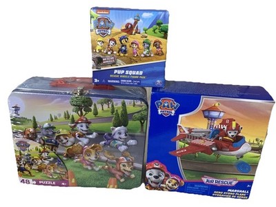 Lot Of 3 Paw Patrol 48 Pc Puzzle Lunchbox, Air Rescue Marshall,Pup Squad Rescue