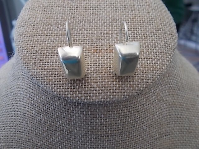 Sterling Silver .925 Rectangular Chunky  Hook Ear… - image 1