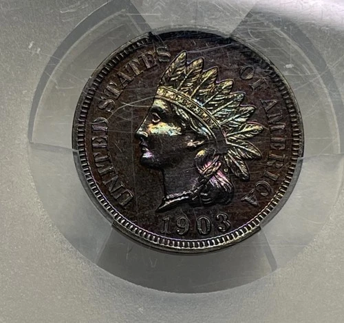 1903 1C Indian Cent / Penny 1c PCGS PR64BN Proof CAC Gorgeous Color And Toning