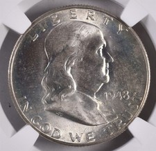 1948-D Franklin Silver Half Dollar - NGC MS65 - Bullion Plus Bag Fragment 