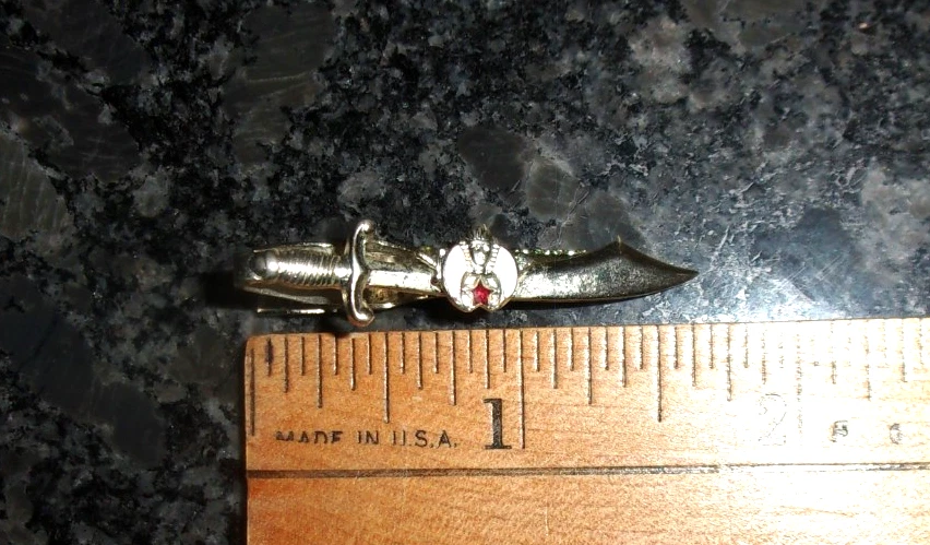 MASONIC SHRINE SWORD TIE CLIP - ENAMEL MOON, RED STAR, SWORD - VINTAGE - Image 2 of 3