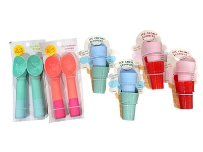 Colorful Ice Cream Scoop Sets Assorted Designs Durable Plastic Set Of 2 Per Pack