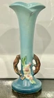 "Excellent”ANTIQUE ROSEVILLE BLUE APPLE BLOSSOM ART POTTERY TREE BUD FLOWER VASE