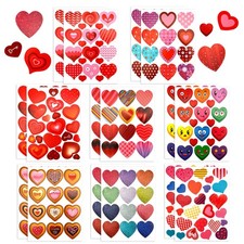 260PCS Valentine Heart Stickers, Self Adhesive Decorative Decals