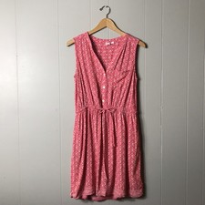 GAP CORAL FLORAL PATTERN SLEEVELESS SHIRT DRESS CINCHED WAIST WOMENS SIZE MEDIUM