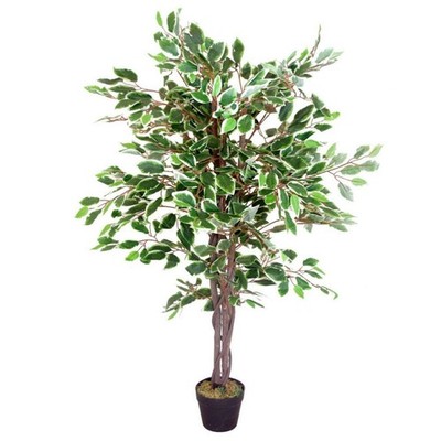 Künstlicher Ficusbaum realistisch groß 130 cm (4,3 Fuß) Premium Indoor Hausblatt