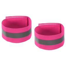 Reflective Bands for Arm Wrist Ankle Leg 11x1.5 Inch Strip Wide Pink 2 Pack