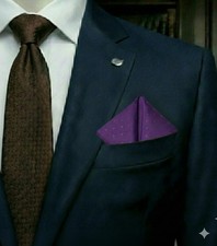 Nwot 9" X 9" Satin Pocket Square, Purple With Metallic Accents.