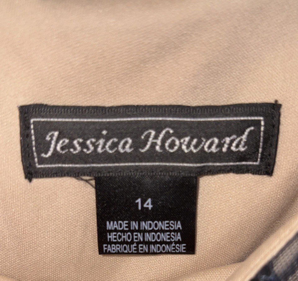 Vestido Jessica Howard azul marino satinado con cinturón - talla 14 Foto 4 de 4