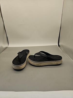 Crocs Crocsband Platform Thong Sandal Womens Size10 Mens 8 Black/White FlipFlop