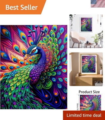 Therapeutic Peacock Paint by Numbers Kit for Adults - 16''x20'' DIY Wall Decor