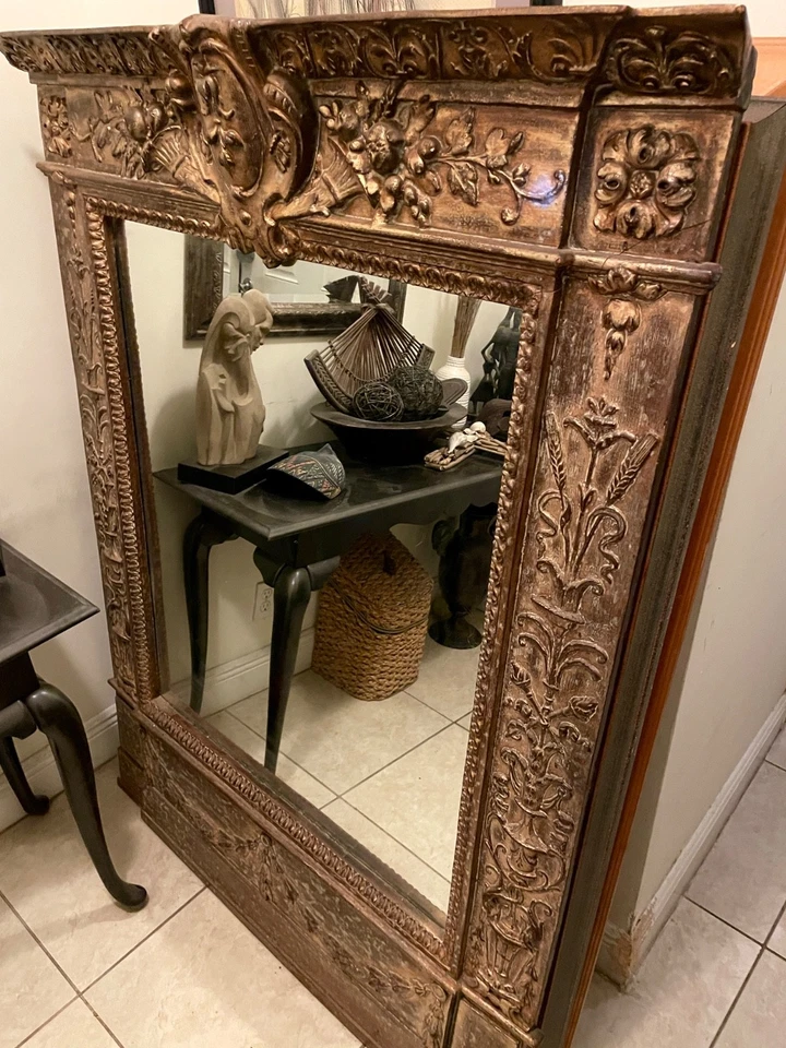 Antique-Style Ornate Wall Mirror 44"x60" Gold Gilt Frame - Image 3 of 4