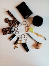 12pc Womens Black And Gold Sunflower Fashion Safety Keychain Set