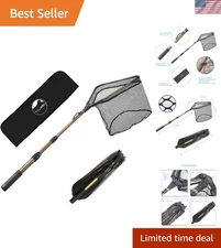 Compact 16-Inch Folding Fishing Net with Telescopic Aluminum Handle for Easy Use
