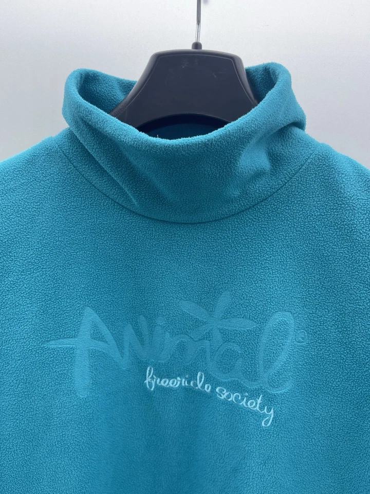 Turquoise Blue Animal Cowl Neck Fleece Sports Top Size XS - Image 3 of 4