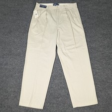 VTG Polo Ralph Lauren Andrew Pant Mens 36x30 Khaki Tan Pleated Classic Chino NWT